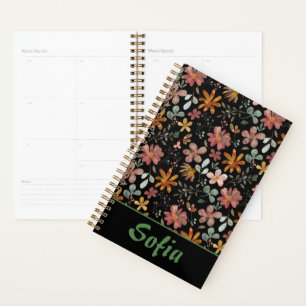 Agenda Modelo amarelo verde botânico nome preto