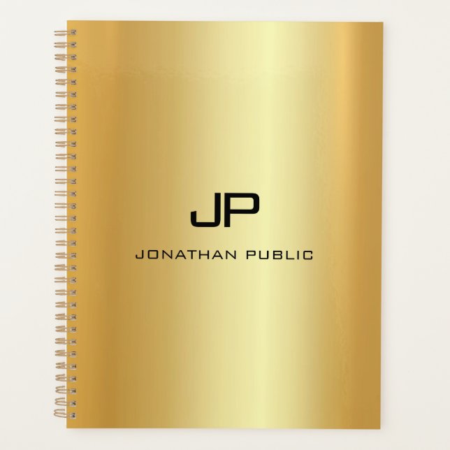 Agenda Modelo de Monograma com aspecto Dourado personaliz (Frente)