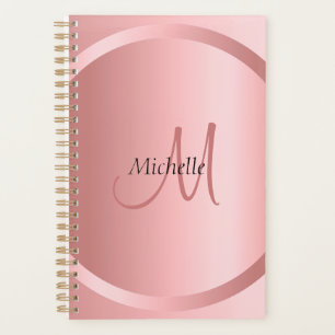 Agenda Modelo Dourado Elegante Monograma Moderno