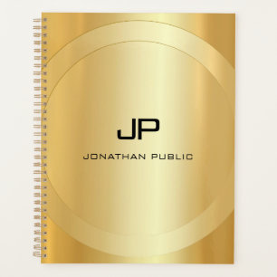 Agenda Modelo Glamorosa do Monograma Dourado Personalizad