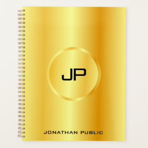 Agenda Modelo Personalizado de Monograma Elegante Dourado