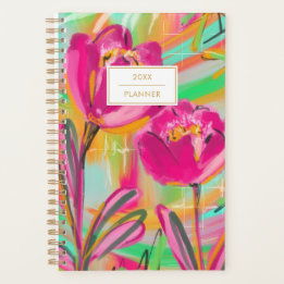Agenda Modern Abstract Pink Colorful Floral Planner