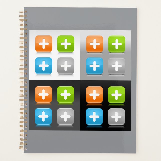 Agenda Modern Addition Math Symbol Shiny Glassy Icons (Frente)