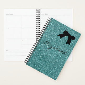 Agenda Modern Aqua Glitter Girly Personalizado