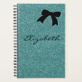 Agenda Modern Aqua Glitter Girly Personalizado