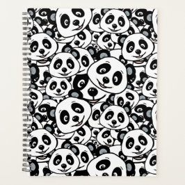 Agenda Modern Black and White Cute Panda Bear Pattern