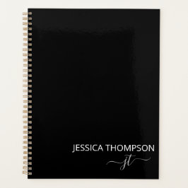 Agenda Modern Black Simple Script Girly Monograma 2025