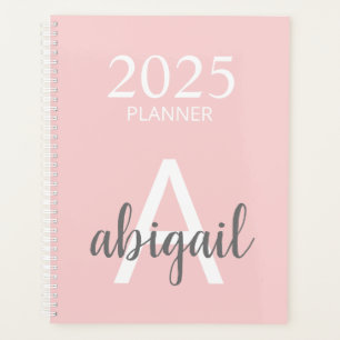 Agenda Modern Blush - Cor Simples Monograma - Cor-de-rosa