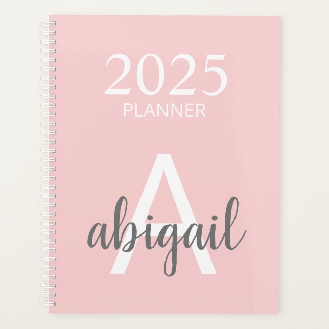 Agenda Modern Blush - Cor Simples Monograma - Cor-de-rosa (Frente)