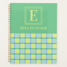 Modern Checker Blue Green Lime Custom Monogram