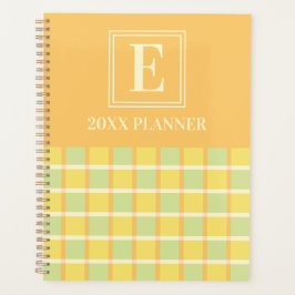 Agenda Modern Checker Green Yellow Orange Custom Monogram