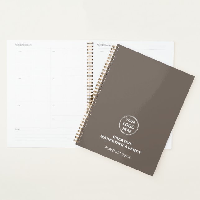 Agenda Modern Custom Logo Taupe Business (Exibição)