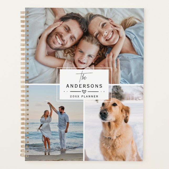 Agenda Modern Elegant Custom Family 4 Photo Collage 2026 (Frente)