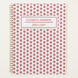 Agenda Modern Floral Pink Pattern Weekly Daily Name