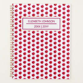 Agenda Modern Floral Red Dahlia Pattern Weekly Daily Name