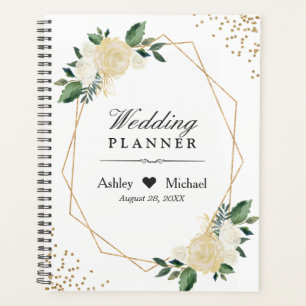 Agenda Modern Frame Greenery Ivory Dourado Casamento Flor