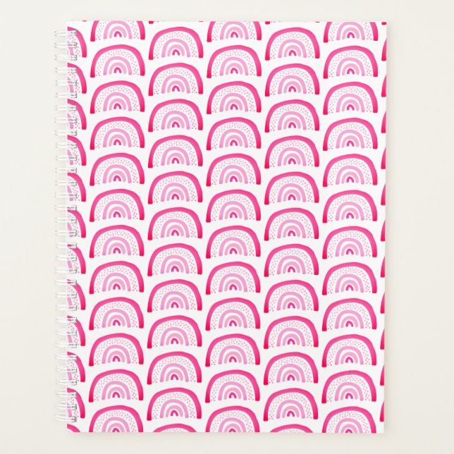 Agenda Modern Girls Pink Rainbow Pattern (Frente)