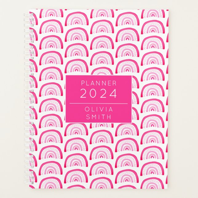 Agenda Modern Girls Pink Rainbow Pattern Anual (Frente)