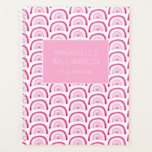 Agenda Modern Girls Pink Rainbow Pattern Anual