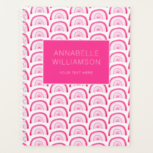 Agenda Modern Girls Pink Rainbow Pattern Anual