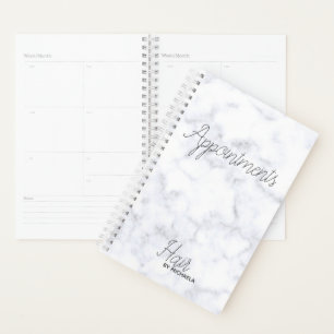 Agenda modern hairstylist appointment book grey marble