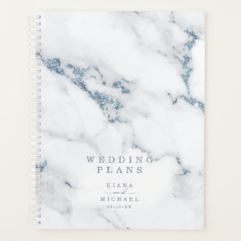 Agenda Modern Marble Glitter Wedding Dusty Blue ID816