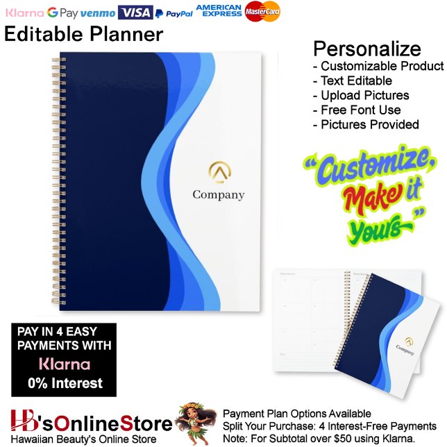 Agenda Modern Minimalist Company Blue White Business (Modern Minimalist Company Blue White Business Planner.)