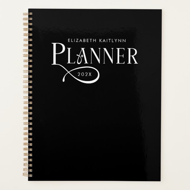 Agenda Modern Personalized Black and White  (Frente)