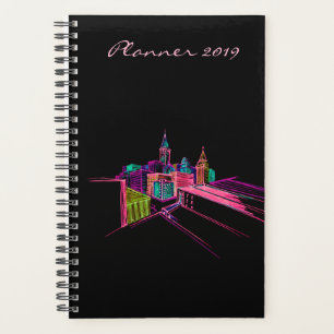 Agenda Modern Planner 2019 Black Vibrant City Art