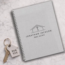 Agenda Modern Realtor Home Logo Gray Faux Linen