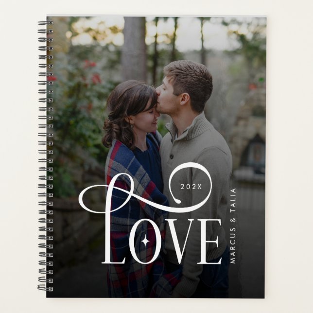 Agenda Modern Script Love Custom Engaged Couples Photo (Frente)