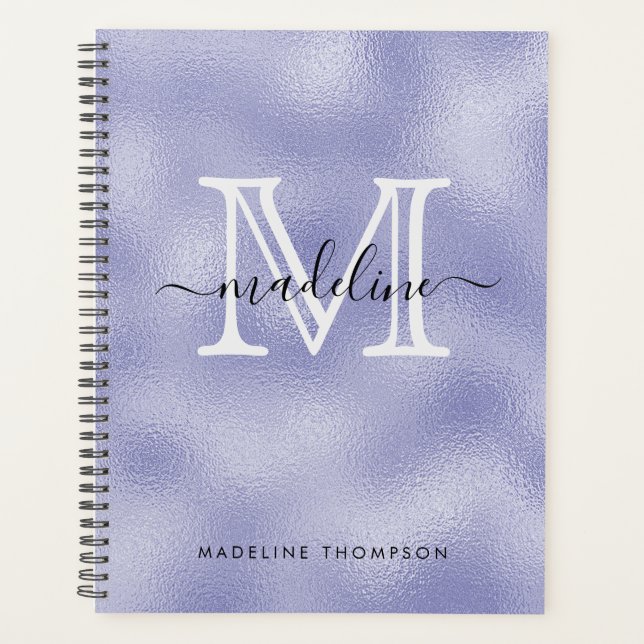 Agenda Modern Script Purple Foil Monogram (Frente)