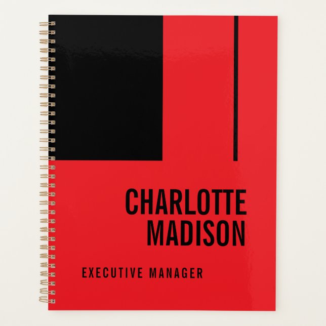 Agenda Modern Simple Black Red Minimalist Two Sided (Frente)