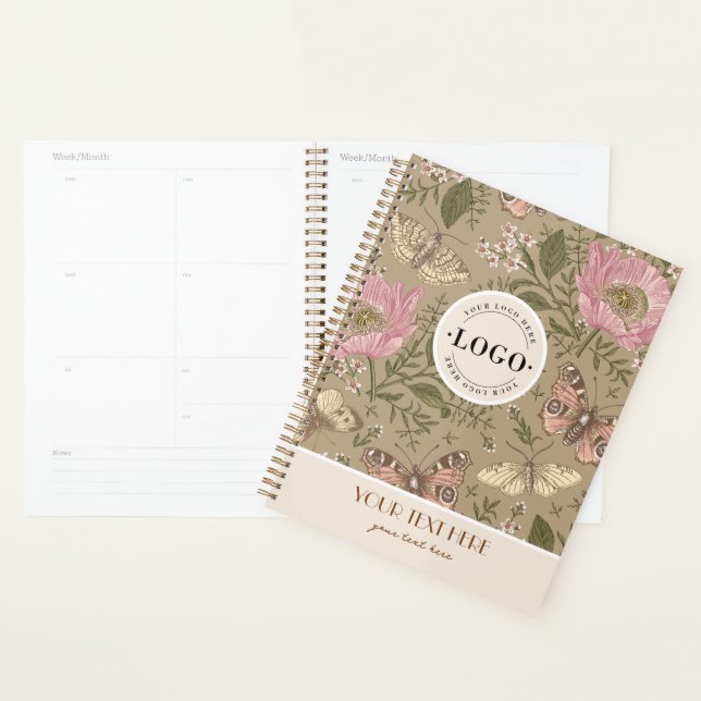 Agenda Modern Trendy Wildflower Floral Monograma Botânico (Exibição)