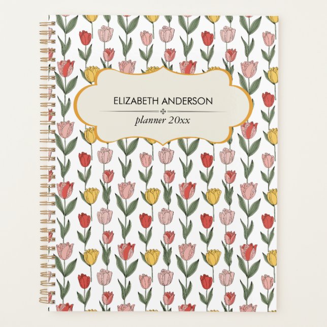 Agenda Modern Tulip Floral Pattern Soft Botanical Spring (Frente)