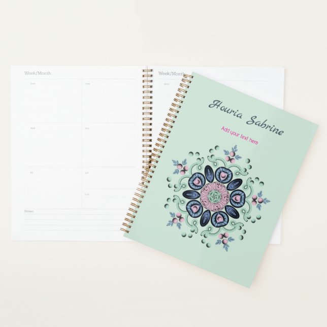 Agenda Modern turquoise Pink Floral Mandala Doodles  (Exibição)