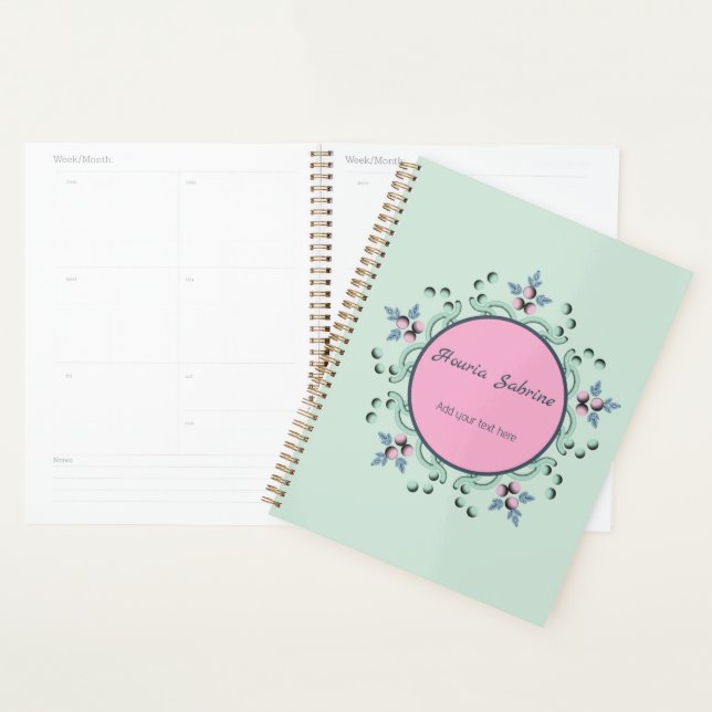 Agenda Modern turquoise Pink Floral Mandala Doodles  (Exibição)
