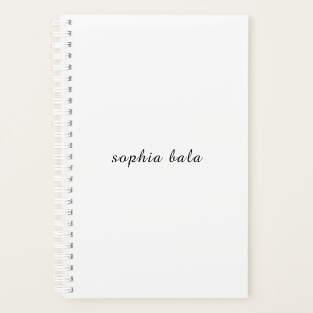 Agenda Modern White Monogram Minimalist Design (Frente)
