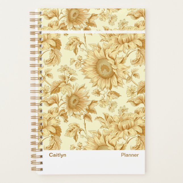 Agenda Modern Yellow Sunflower Floral Planner (Frente)