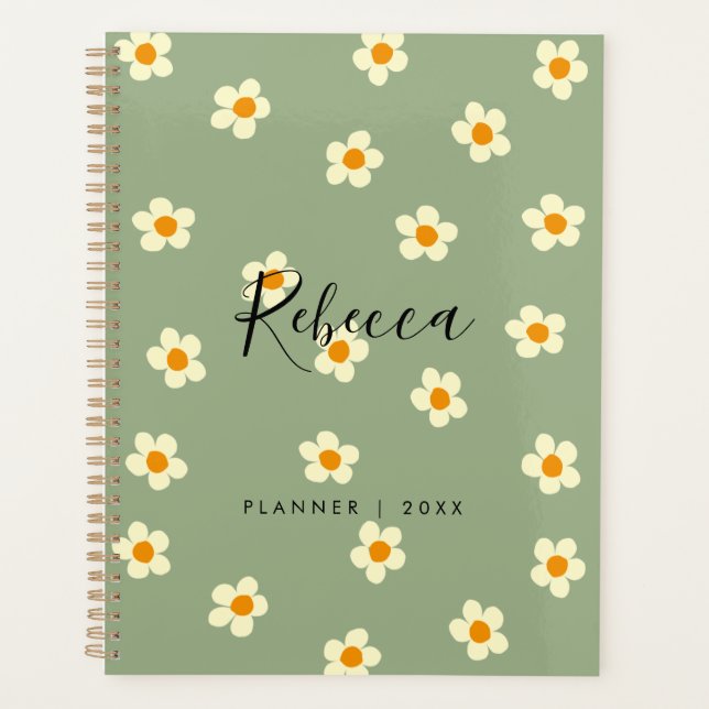 Agenda Moderna personalizada Daisy Floral Green 2023 (Frente)