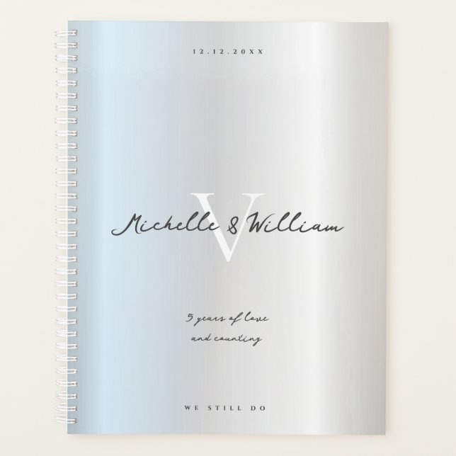 Agenda Moderno Casamento de 5 anos Silver 5 Roman (Frente)
