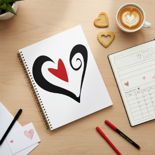 Agenda Moderno do Coração Vermelho e Abstrato Negro Român