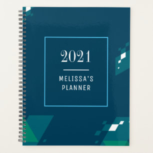 Agenda Moderno Elegante 2021 Azul Personalizado