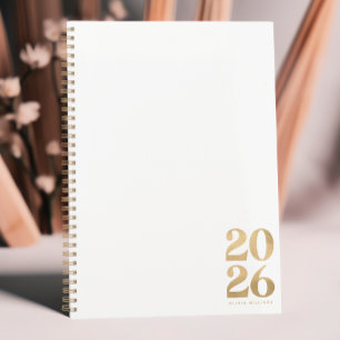 Agenda Moderno Elegante 2026 Faux Gold Foil Glitter