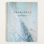 Agenda Moderno, elegante, brilhante, azul-prata<br><div class="desc">Moderno,  brilhante,  planejador elegante. Basta editar seu produto em alguns minutos. Você pode alterar a fonte/tamanho/cor e a posição usando "mais personalização".</div>