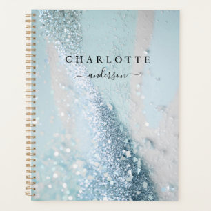 Agenda Moderno, elegante, brilhante, azul-prata