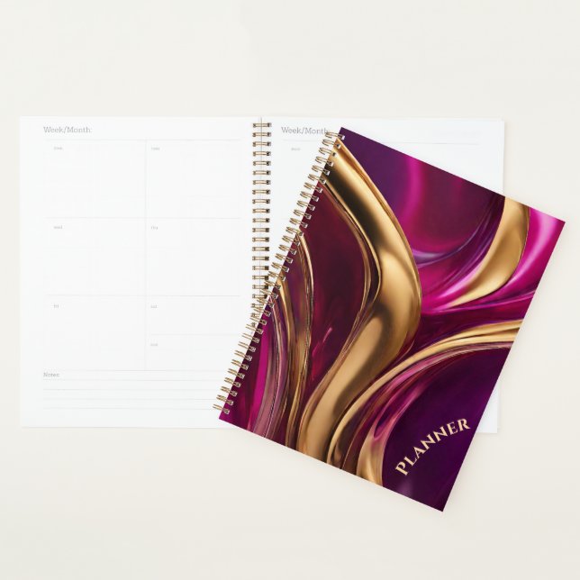 Agenda Moderno - Fuchsia Roxo e Dourado- (Exibição)
