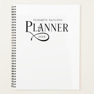 Agenda Moderno Preto e Branco Personalizado