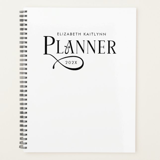 Agenda Moderno Preto e Branco Personalizado  (Frente)