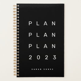 Agenda Moderno Preto Mensal Semanal Não Datado 2023